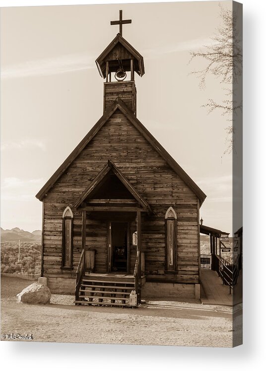 Sepia Acrylic Print featuring the photograph Old Church by Mike Ronnebeck