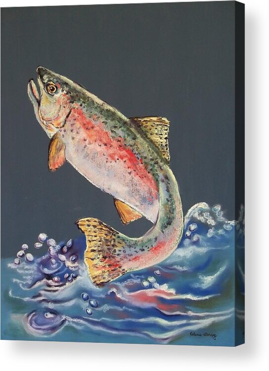 Trout Acrylic Print featuring the painting Old Grandad by Celene Terry