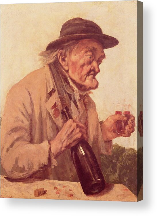 Alcohol Acrylic Print featuring the painting Old Man With A Glass Of Wine by Gustave Courbet