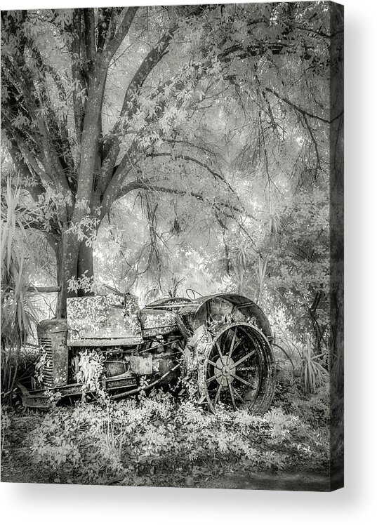 Infrared Acrylic Print featuring the photograph Old Tractor by Steve Zimic