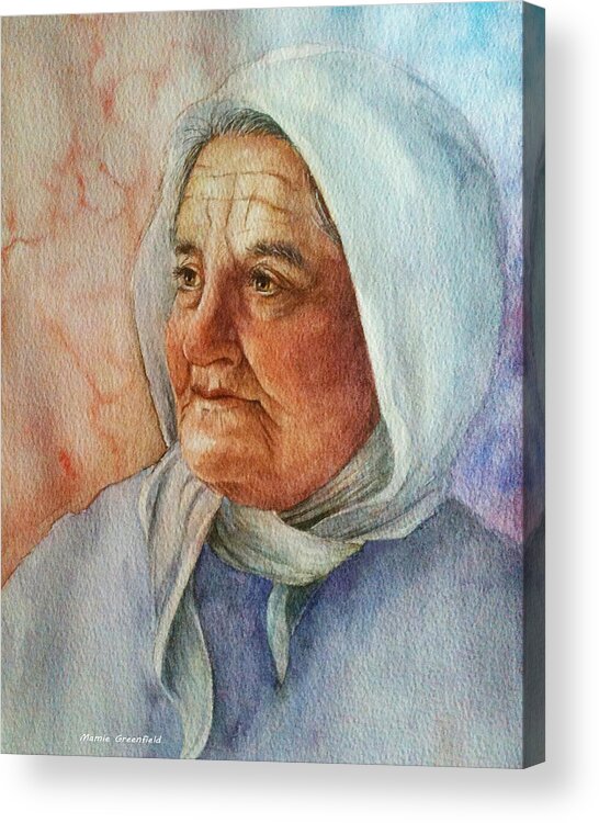 Portraits Acrylic Print featuring the painting Old Woman by Mamie Greenfield