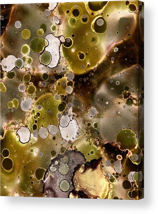 Olive Abstract Acrylic Print featuring the painting Olive Metal Abstract by Patricia Lintner