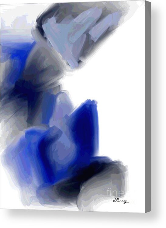 Blue Abstract Art Prints Acrylic Print featuring the digital art On Edge by D Perry