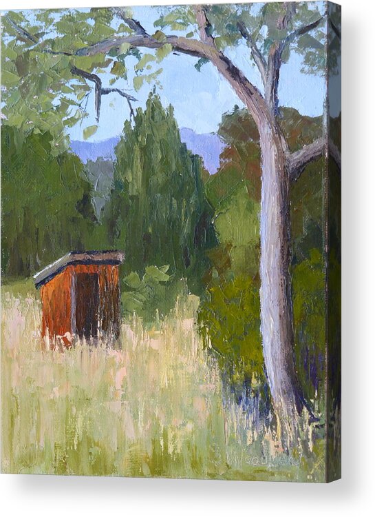 Outhouse Acrylic Print featuring the painting One Holer by Susan Woodward