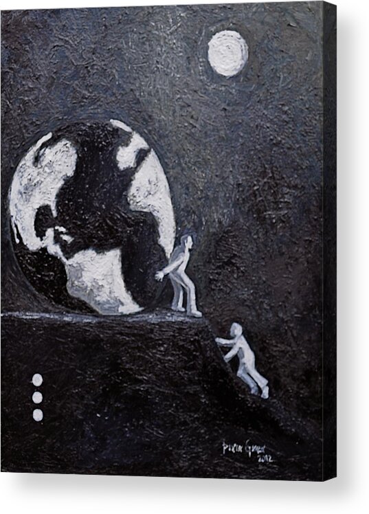 Acrylic On Canvas Acrylic Print featuring the painting Only my world by Plata Garza