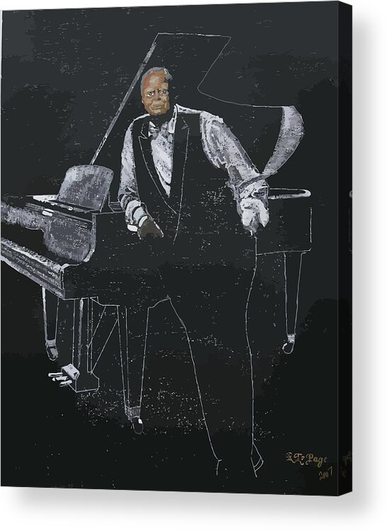 Jazz Acrylic Print featuring the painting Oscar Peterson by Richard Le Page