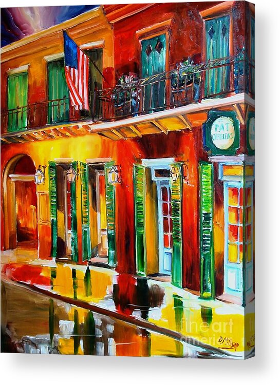New Orleans Acrylic Print featuring the painting Outside Pat O Briens Bar by Diane Millsap