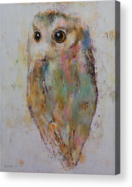 Hoot Acrylic Print featuring the painting Owl Painting by Michael Creese