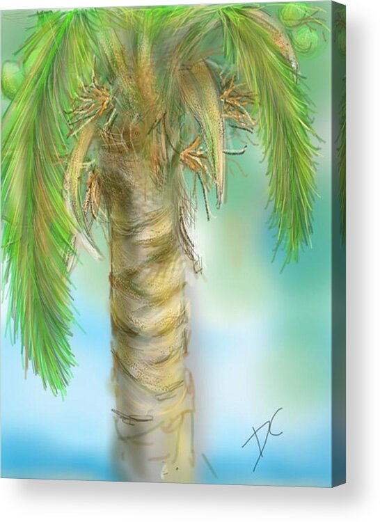 Tropical Acrylic Print featuring the digital art Palm Tree Study Two by Darren Cannell