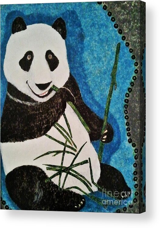 Panda Acrylic Print featuring the painting Panda by Jasna Gopic
