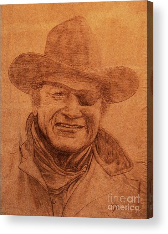 John Wayne Acrylic Print featuring the drawing Papaw's Rooster by Dale Crum