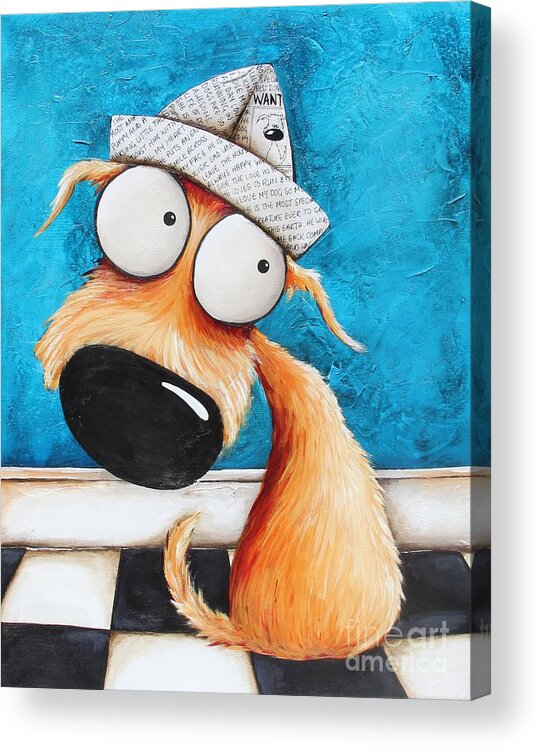 Dog Acrylic Print featuring the painting Paper hat by Lucia Stewart