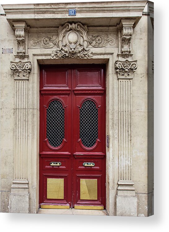 Paris Acrylic Print featuring the photograph Paris Doors No. 17 - Paris, France by Melanie Alexandra Price