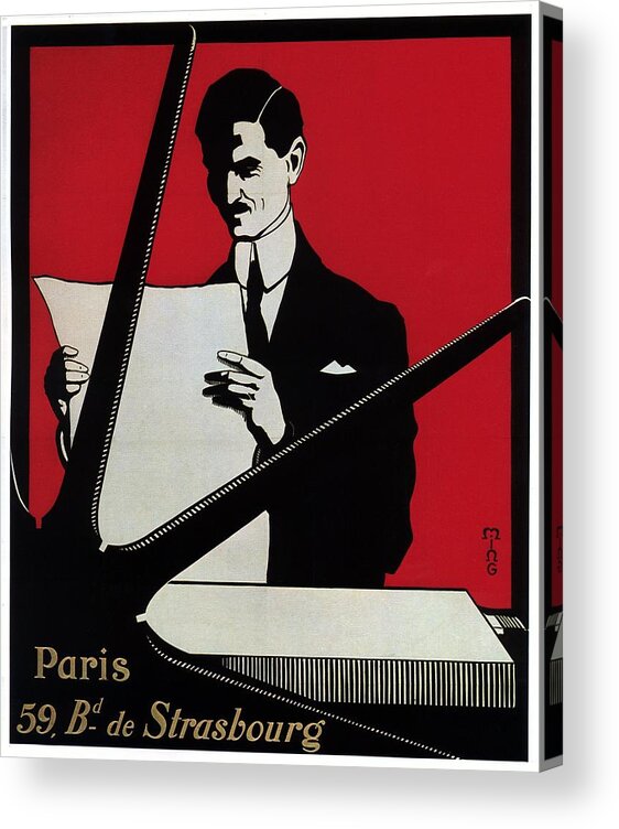 Paris Acrylic Print featuring the mixed media Paris Strasbourg - Printing Press - Vintage Advertising Poster by Studio Grafiikka