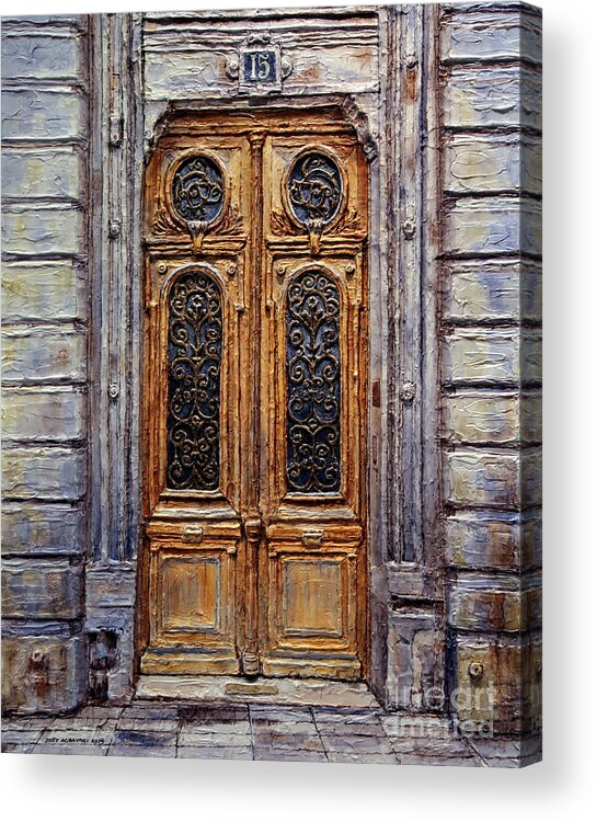 Parisian Doors Acrylic Print featuring the painting Parisian Door No. 15 by Joey Agbayani