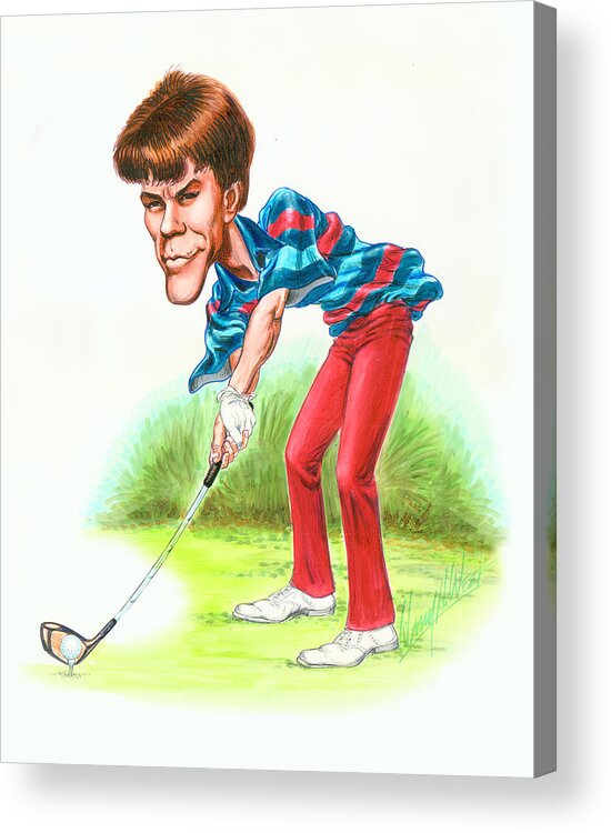 Paul Azinger Acrylic Print featuring the drawing Paul Azinger by Harry West