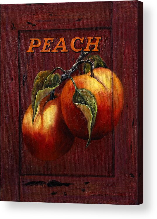Peaches Acrylic Print featuring the painting Juicy Peaches by Lynne Pittard
