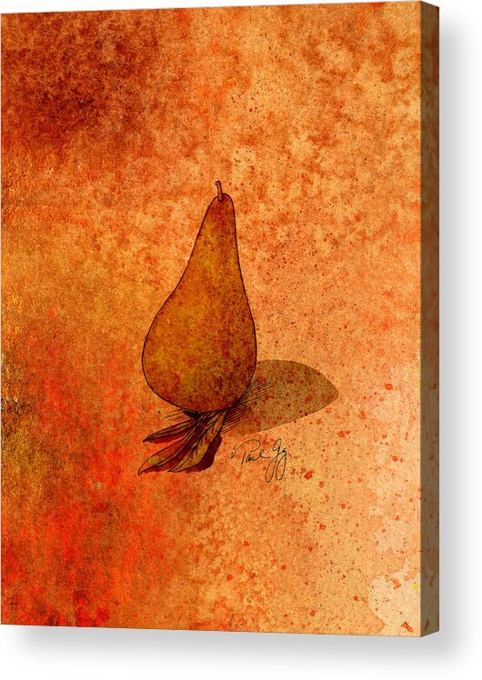 Pear Acrylic Print featuring the mixed media Pear with Sage by Paul Gaj