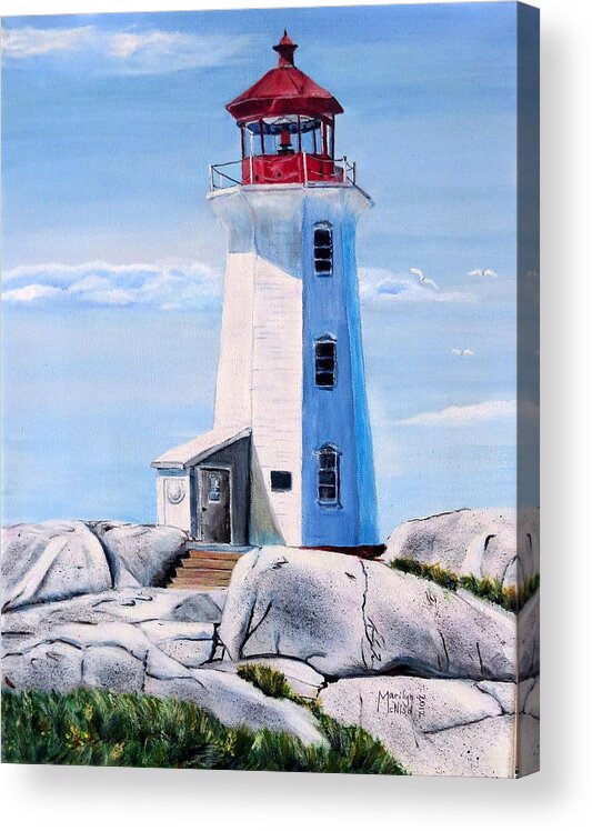 Peggy's Cove Acrylic Print featuring the painting Peggy's Cove Lighthouse by Marilyn McNish