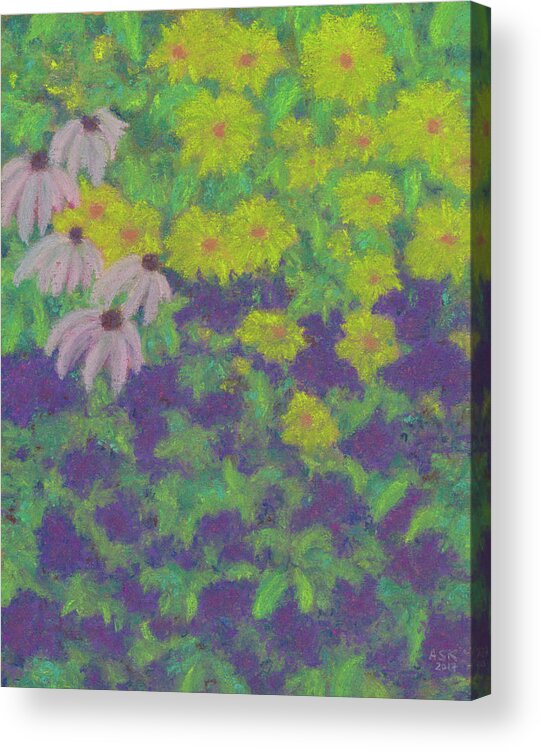 Summer Acrylic Print featuring the pastel Peggy's Garden in Late Summer by Anne Katzeff