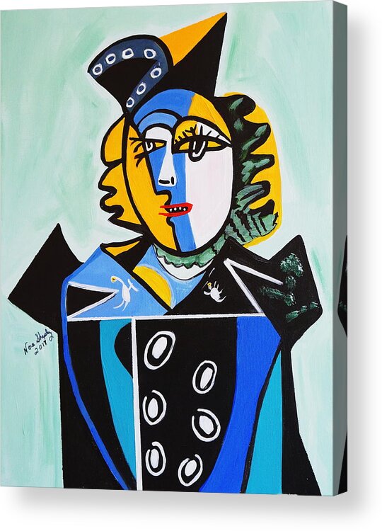 Picasso By Nora Acrylic Print featuring the painting Picasso By Nora The Queen by Nora Shepley