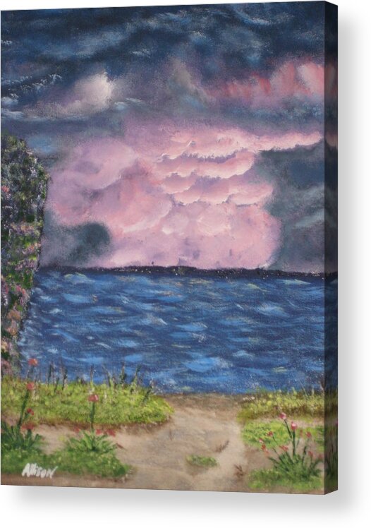 Sky Acrylic Print featuring the painting Pink Sky by Allison Prior