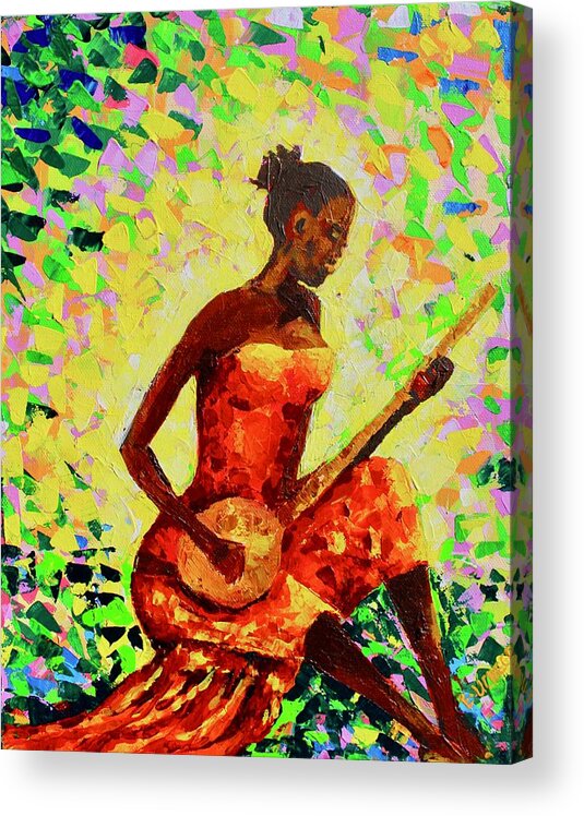 True African Art Acrylic Print featuring the painting Play the Music by Liz - Nigeria