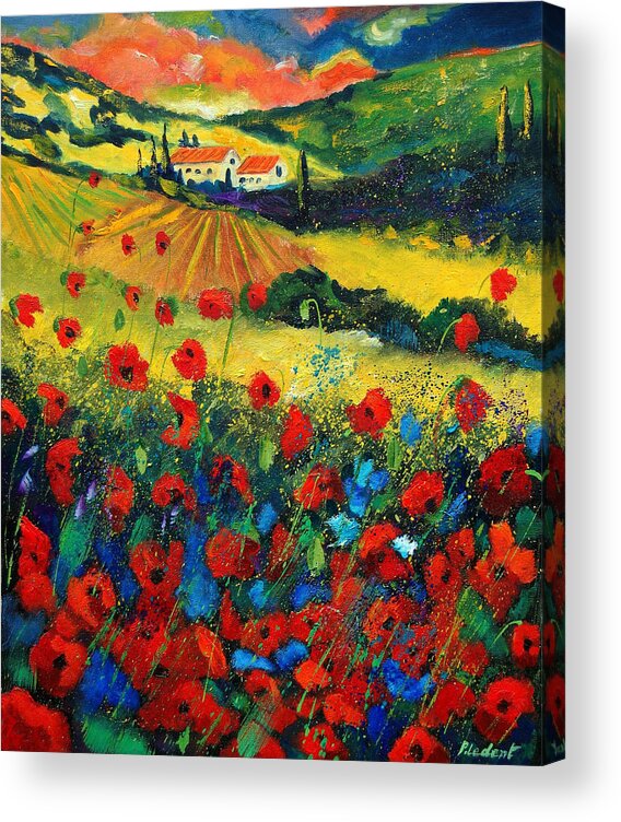 Flowers Acrylic Print featuring the painting Poppies In Tuscany by Pol Ledent