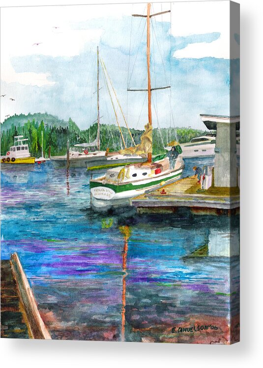 Marine Acrylic Print featuring the painting Port McNeil BC by Eric Samuelson