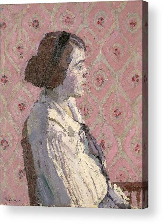 Portrait Acrylic Print featuring the painting Portrait in Profile by Harold Gilman