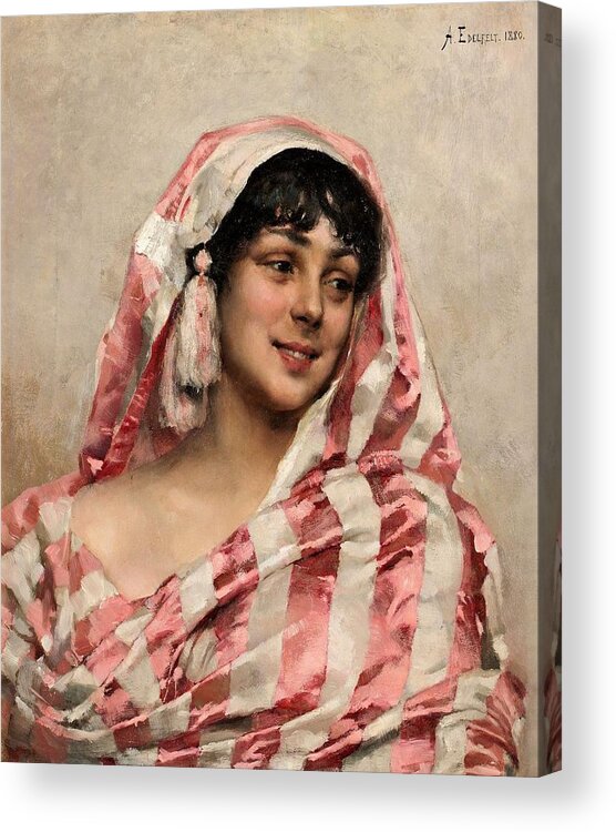 Albert Edelfelt Acrylic Print featuring the painting Portrait Of A Lady by MotionAge Designs