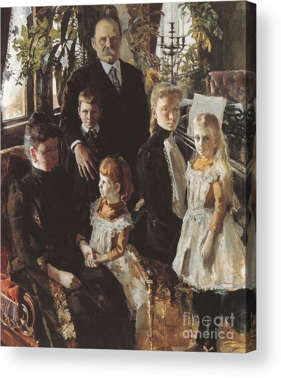 Akseli Gallen-kallela Acrylic Print featuring the painting Portrait Of Antti Ahlstrom And Family by MotionAge Designs