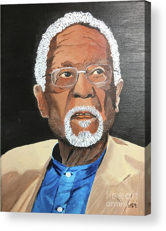 Portrait Acrylic Print featuring the painting Portrait of Bill Russell by William Bowers