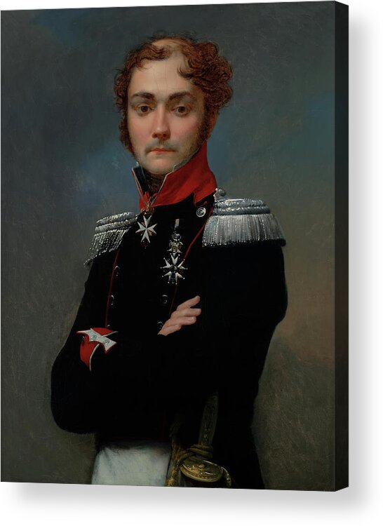 Art Acrylic Print featuring the painting Portrait of Charles-Louis Regnault, An Officer from the Napoleon by Mountain Dreams