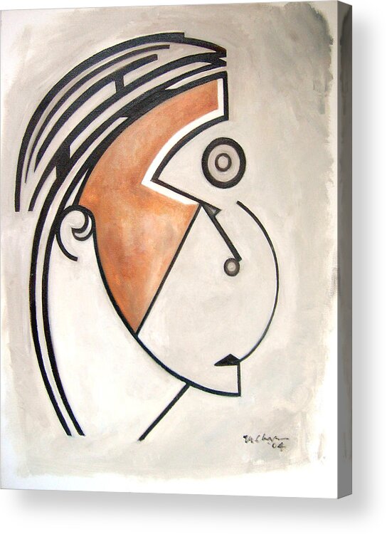 Abstract Portrait Female Woman Acrylic Print featuring the painting Portrait of Jenny by Martel Chapman