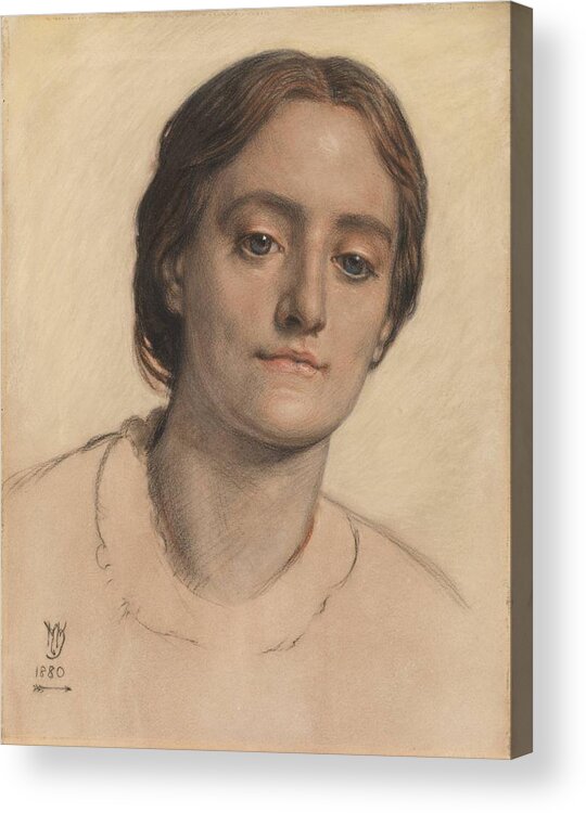 William Holman Hunt 18271910  Portrait Of Mrs Edith Holman Hunt Acrylic Print featuring the painting Portrait of Mrs Edith Holman Hunt by William Holman