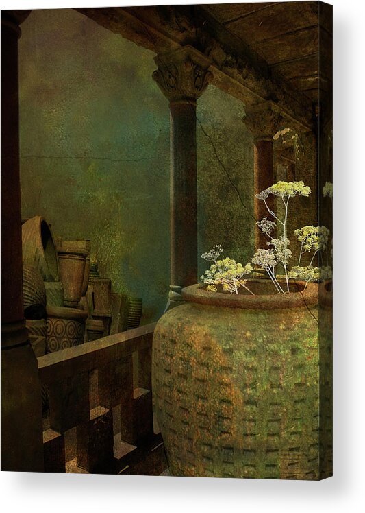 Pot Acrylic Print featuring the photograph Pot with flowers by Jeff Burgess