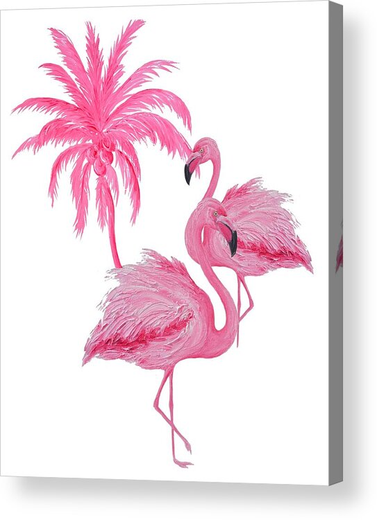 Flamingo Acrylic Print featuring the painting Pretty Flamingos by Jan Matson