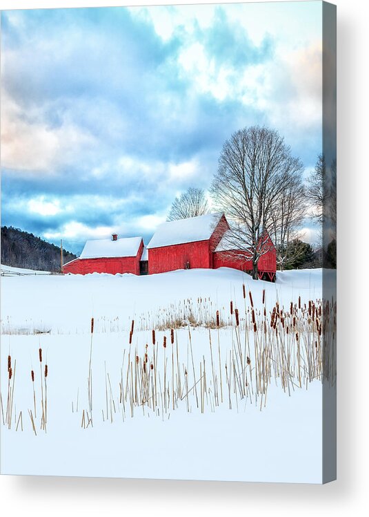 Red Barn Acrylic Print featuring the photograph Quechee Vermont Red Barn Farm by John Vose
