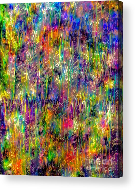 Abstract Painting Acrylic Print featuring the mixed media Rain On The Poppy Field by Catalina Walker