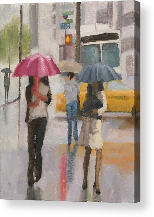 Rain Acrylic Print featuring the painting Rain walk by Tate Hamilton