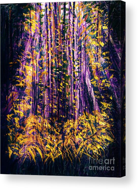 #rainforest #trees #forests #art #artist #beautiful #colorful #expressionism #greenliving #landscape #nature #natureaddict #newartwork #painting #trees Acrylic Print featuring the painting Rainforest by Allison Constantino