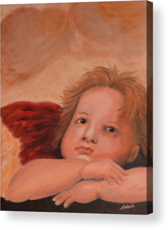 Angel Acrylic Print featuring the painting Raphael's Angel by Nancy Sisco