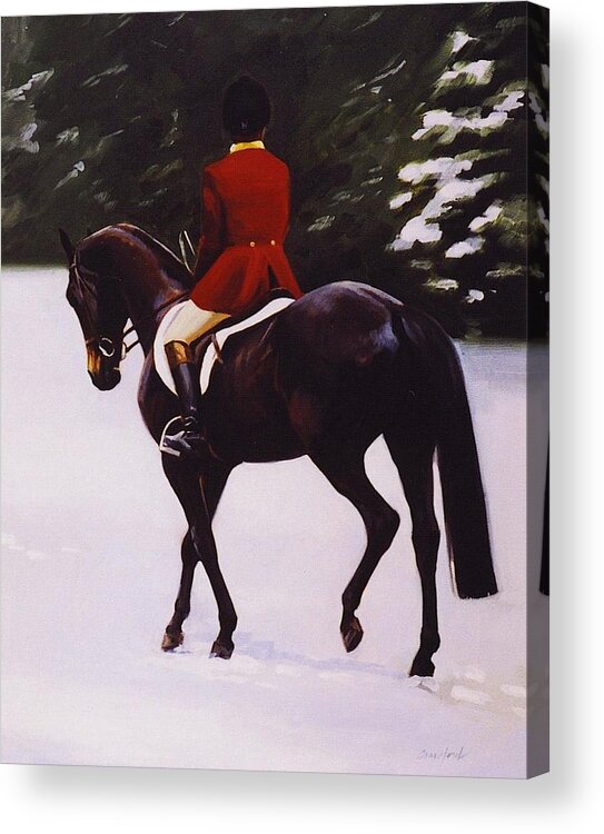 Fox Hunt Acrylic Print featuring the painting Red Coat by Janet Crawford