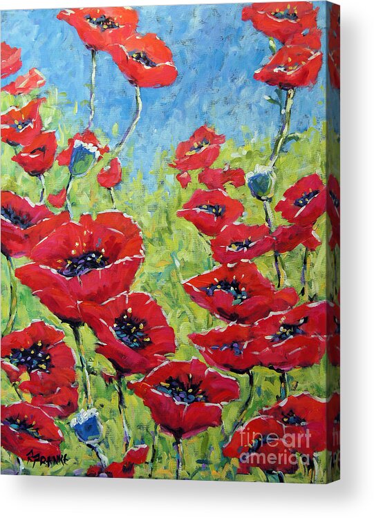 Canadian Floral Scene Created By Richard T Pranke Acrylic Print featuring the painting Red poppies by Prankearts by Richard T Pranke