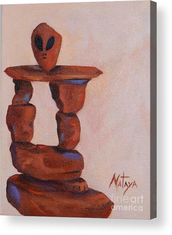  Sedona Acrylic Print featuring the painting Red Rock E.T. by Nataya Crow