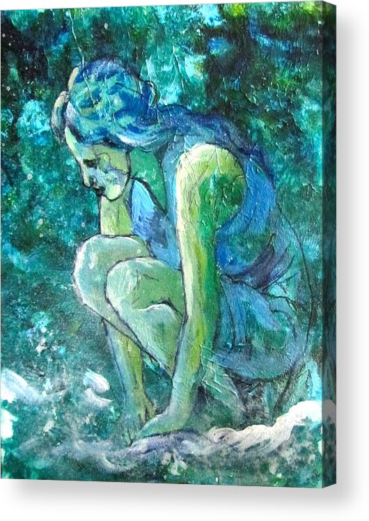 Woman Acrylic Print featuring the painting Reflection of the Sea by Barbara O'Toole