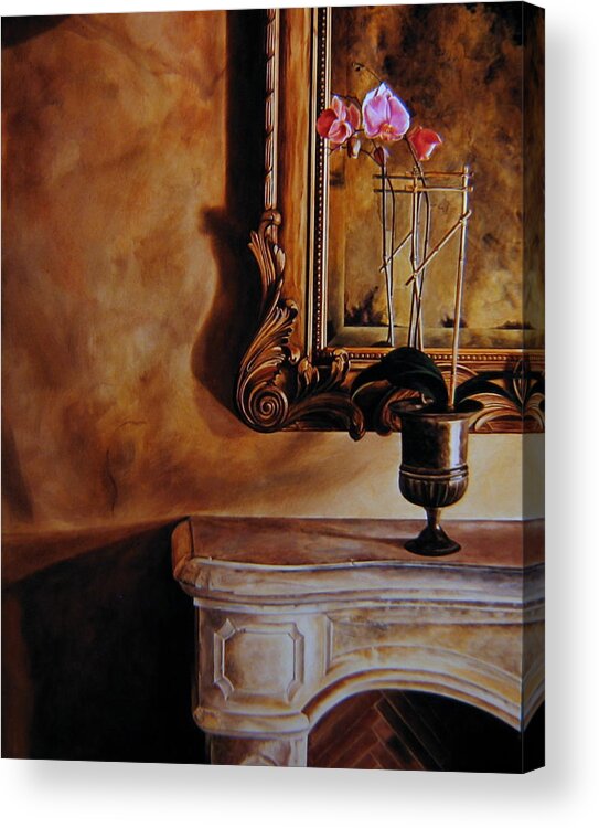 Fireplace Acrylic Print featuring the painting Reflections of the Past by Keith Gantos