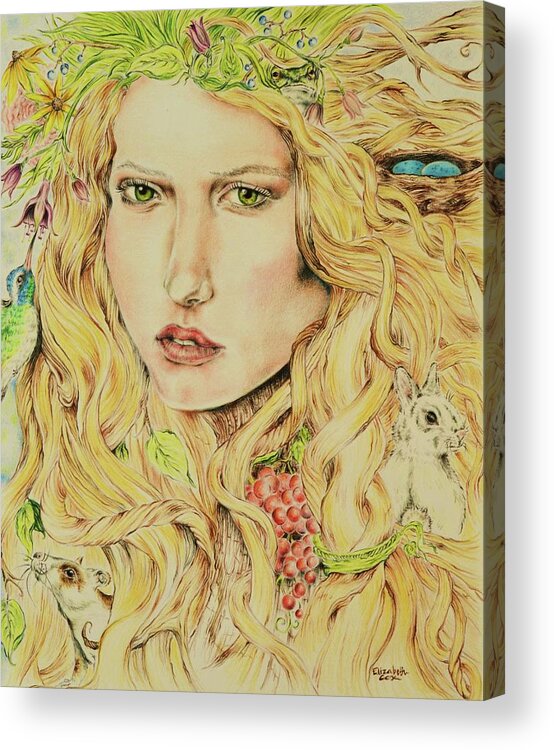 Woman Acrylic Print featuring the mixed media Rhea by Elizabeth Cox