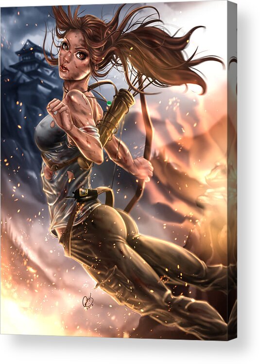 Pete Tapang Acrylic Print featuring the painting Rise of the Tomb Raider by Pete Tapang